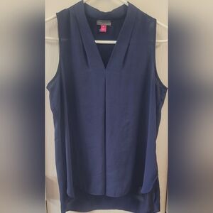 Vince Camuto Navy Sleeveless V-Neck Pleated Front Camisole